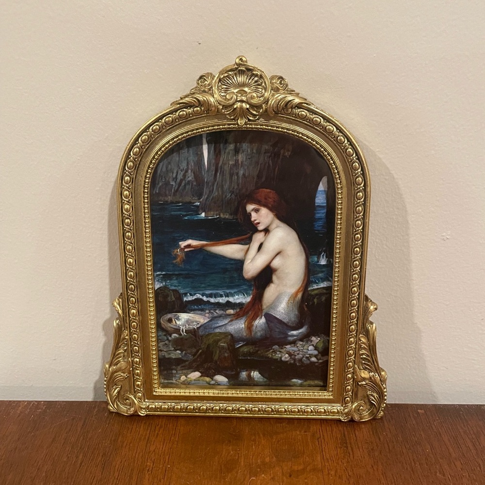 A Mermaid (1900) John William Waterhouse 6.5x8 Ornate Gold Framed Art Print